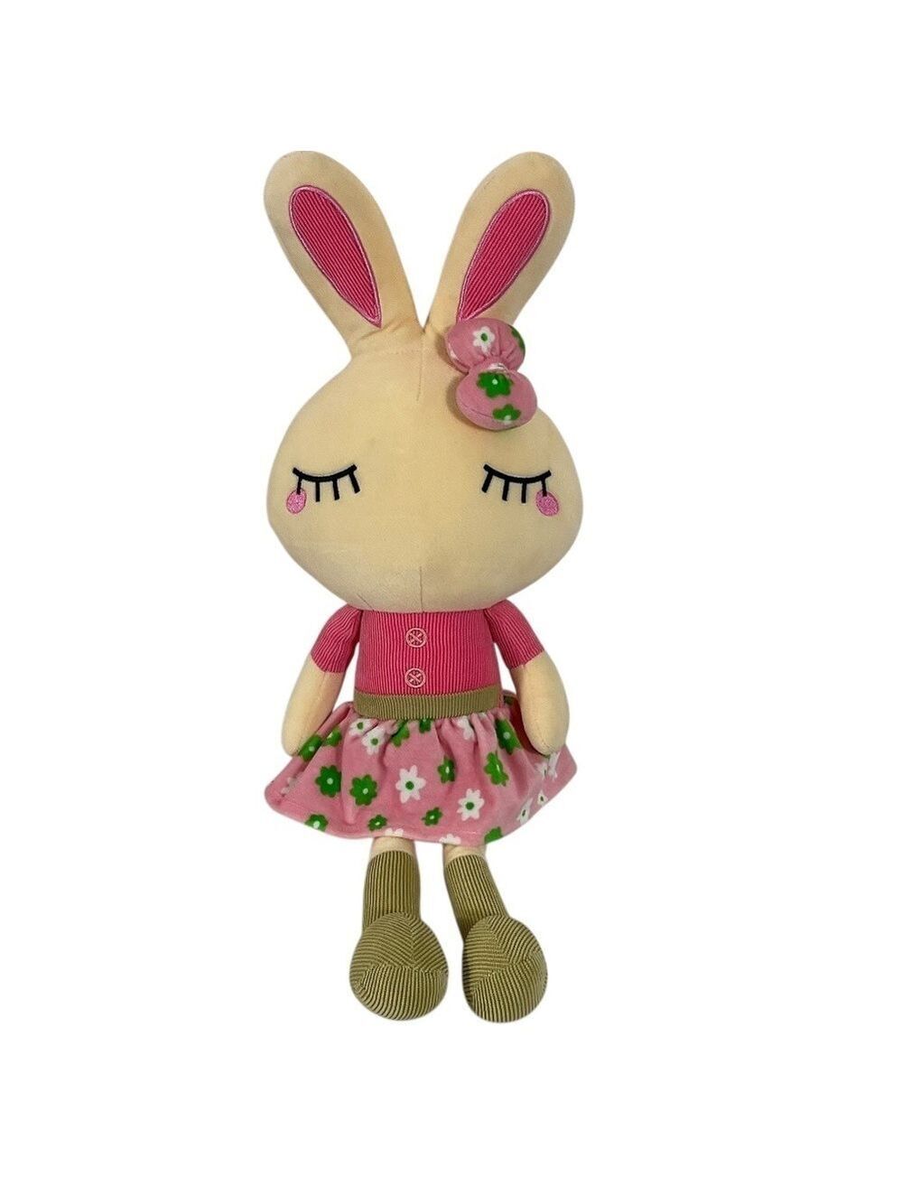 CLLayees Plush Bunny Doll Pink Floral Dress 20” Stuffed Animal Toy